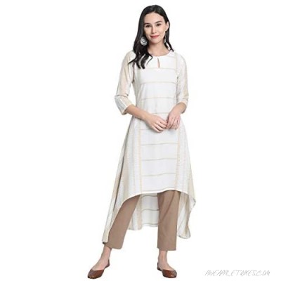 Janasya Indian Women's Off White Cotton Kurta with Pocket