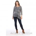 Jess & Jane Women's Echoes Mineral Washed Cotton Wavy Contrast Asymmetric Tunic Top