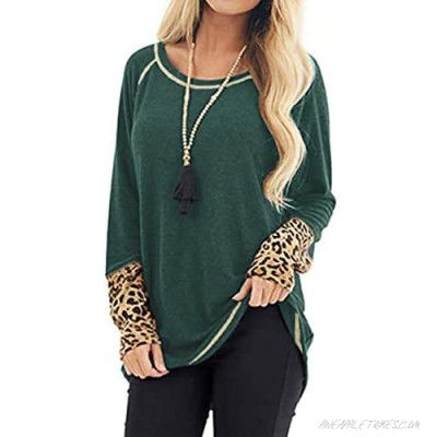 Kancystore Womens Casual Long Sleeve Tunic Tops Loose Leopard Print Shirts Blouses