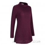 KILIG Women's Long Sleeve Turtleneck Hankerchief Hem Loose Casual Sweater Tunic Tops