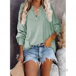 LUOLON Women Long Sleeve T-Shirt Sexy V-Neck Button Up Tops Casual Loose Fit Blouses