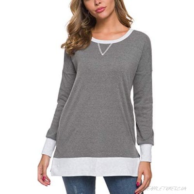 Malist Long Sleeve Tunic Tops with Pockets Color Block Shirt Pullover