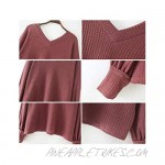 MayBuy Women's Lightweight Waffle Knit V Neck Sweaters Long Sleeve Tunic Blouse Henley Shirt
