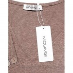 MOQIVGI Womens Tops V Neck Short Sleeve Button Trim Pleated Summer Casual Blouse Shirts