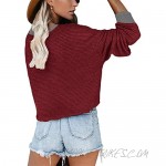 ONLYSHE Women's Deep V Neck Wrap Sweaters Baggy Long Sleeve Waffle Knit Pullover Tops Blouse