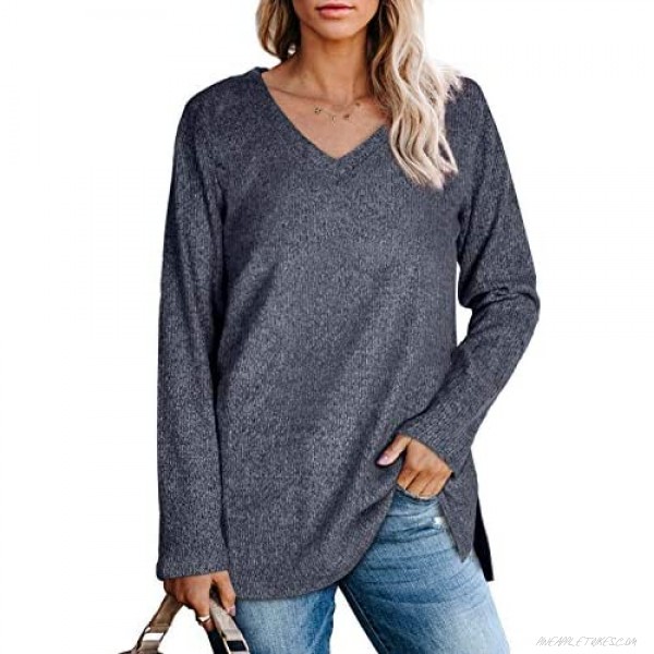 SAMPEEL Sweaters for Women Lightweight Long Sleeve V Neck Casual Tops Shirts