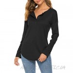 Sherosa Women's Casual Waffle Knit Tunic Tops Loose Button Up Long Sleeve Henley Shirts