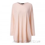 StyleDome Women's Tops Long Sleeve Blouse Sexy V Neck Casual Loose Solid Pullover Shirt Beige XL