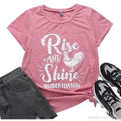 TrendiMax Rise and Shine Mother Cluckers Shirt Women Funny Chicken Tee Cute Unisex Summer Tunic Tops