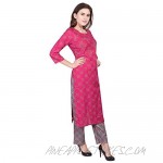VIHAAN IMPEX Rayon Straight Adda Embroidered Work Printed Kurtis For Women with palazzo set for women