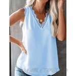 Voopptaw Womens Tank Tops Lace Trim V Neck Tunic Blouse Shirt