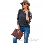 Women Leopard Print Long Sleeve Tunic Tops Autumn Fashion Casual Round Neck Blouse Shirts Plus Size All-Match Pullover