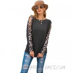 Women Leopard Print Long Sleeve Tunic Tops Autumn Fashion Casual Round Neck Blouse Shirts Plus Size All-Match Pullover