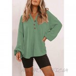 Womens Button Up Shirt Long Sleeve Casual Loose Hooded Sweatshirt Blouse Tops
