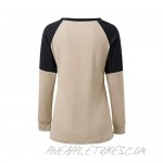 Women's Color Block Round Neck Long Sleeve Pullover Shirt Casual Tunic Tops for Leggings