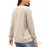 Women's Long Sleeve Henley T Shirts Button up Solid Loose fit Classics Crewneck Pullover Comfy Sweatshirts Tunic Tops