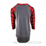Womens Plus Size Tops 3/4 Sleeve Tunic Tops (XXXX-Large Grey Body Red Plaid 3/4 Sleeve)