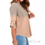YMING Women's Casual Chiffon Blouse Long Sleeve Solid Color V Neck Tunic Shirt
