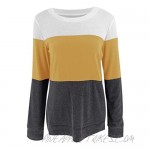 Yuccalley Women's Casual Long Sleeve Tunic Tops Color Block Shirts Crew Neck Pullover